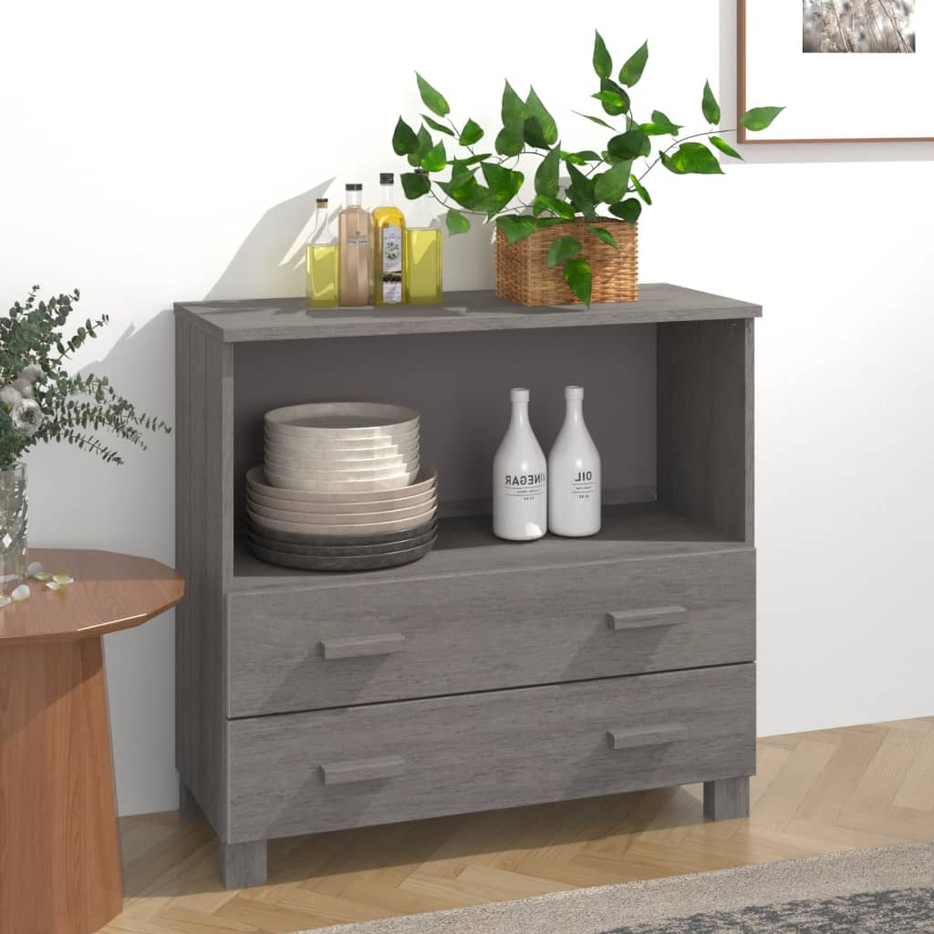 Dressoir HAMAR 85x35x80 cm massief grenenhout lichtgrijs is nu te koop bij PeponiXL, paradijselijk wonen!