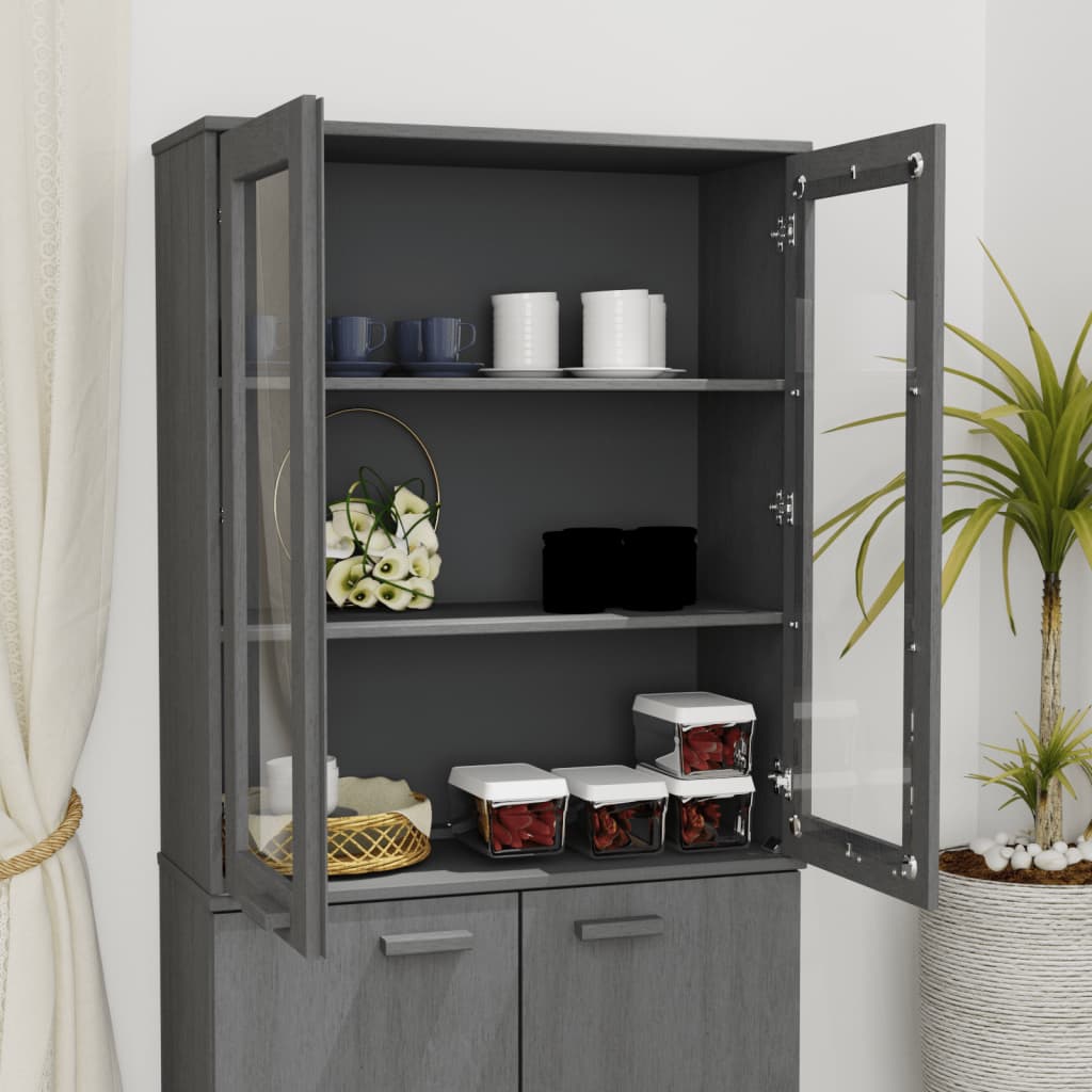 Opzetkast HAMAR 85x35x100 cm massief grenenhout donkergrijs is nu te koop bij PeponiXL, paradijselijk wonen!