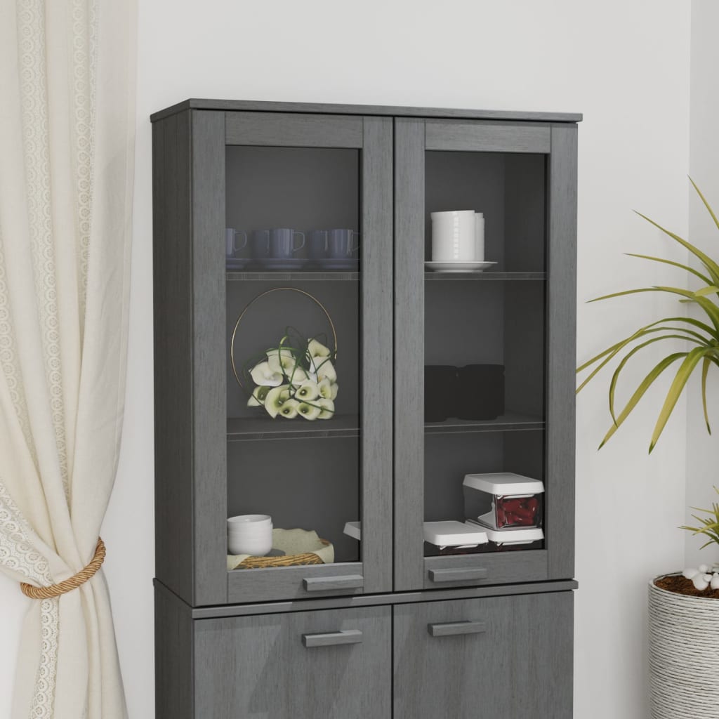 Opzetkast HAMAR 85x35x100 cm massief grenenhout donkergrijs is nu te koop bij PeponiXL, paradijselijk wonen!
