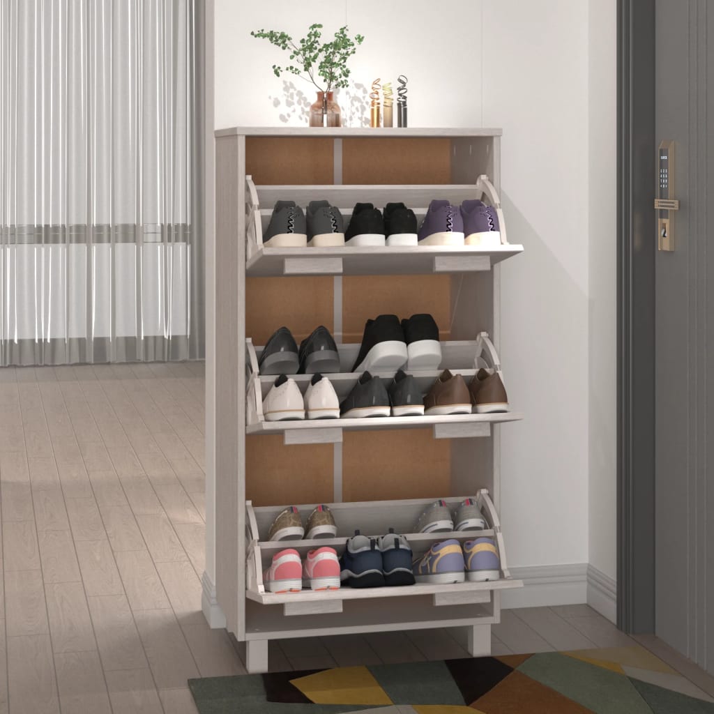 Schoenenkast HAMAR 59,5x35x117 cm massief grenenhout wit is nu te koop bij PeponiXL, paradijselijk wonen!