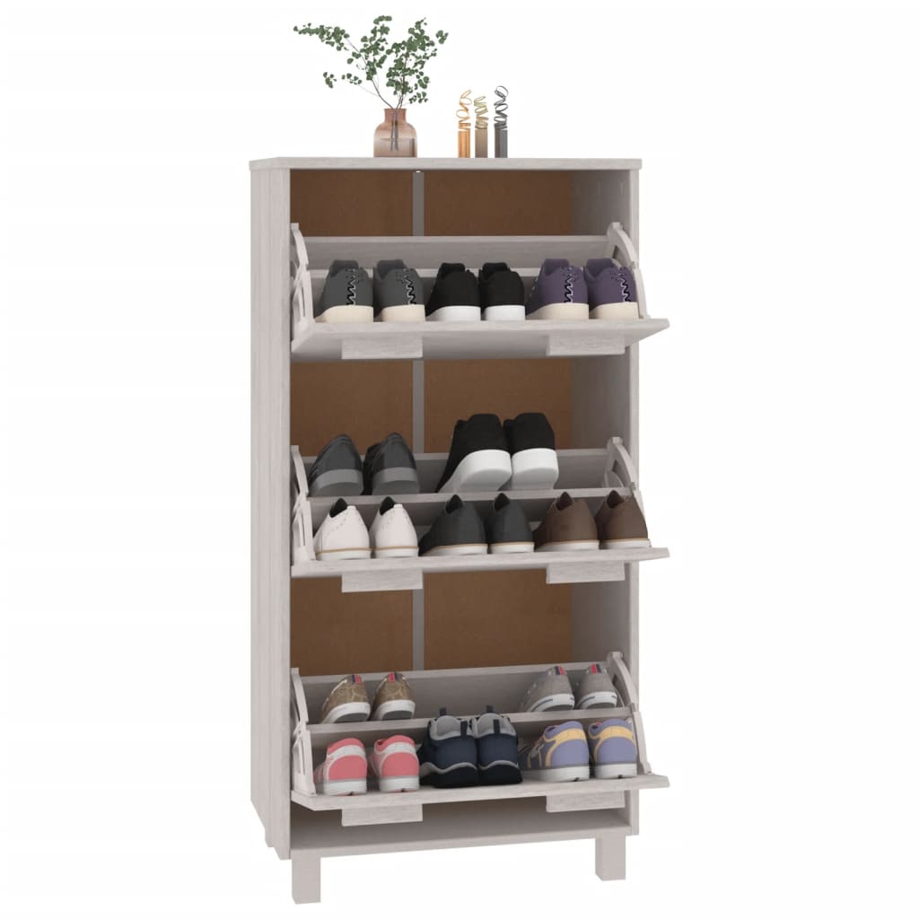 Schoenenkast HAMAR 59,5x35x117 cm massief grenenhout wit is nu te koop bij PeponiXL, paradijselijk wonen!