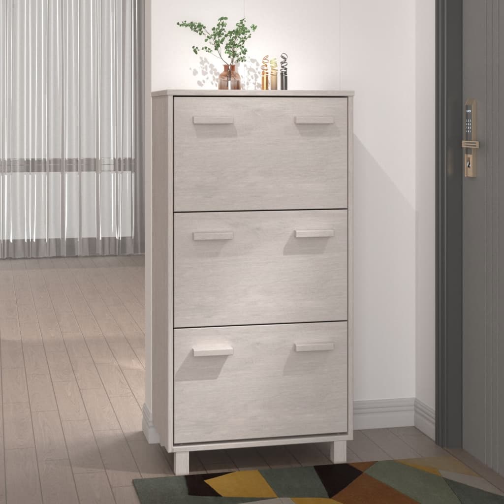 Schoenenkast HAMAR 59,5x35x117 cm massief grenenhout wit is nu te koop bij PeponiXL, paradijselijk wonen!