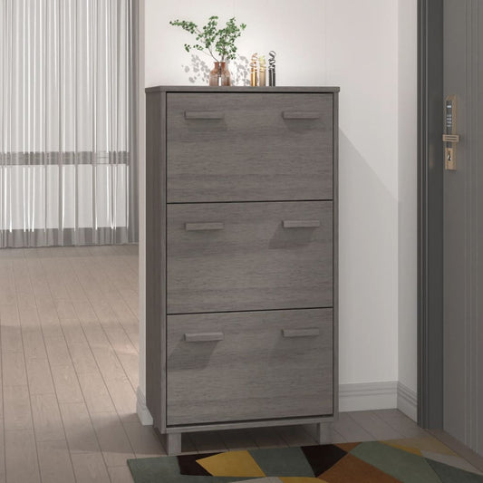 Schoenenkast HAMAR 59,5x35x117 cm massief grenenhout lichtgrijs is nu te koop bij PeponiXL, paradijselijk wonen!
