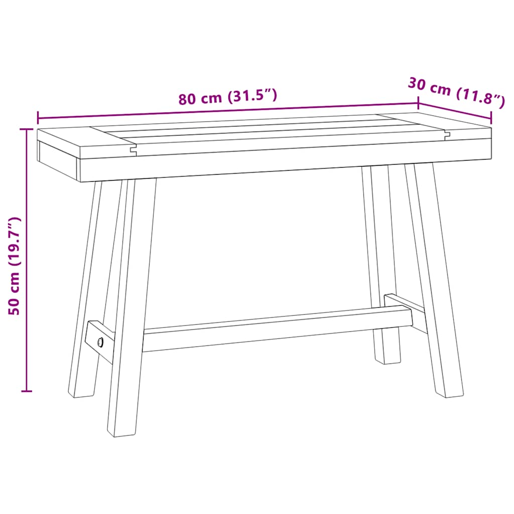Bankje 80 cm massief teakhout is nu te koop bij PeponiXL, paradijselijk wonen!