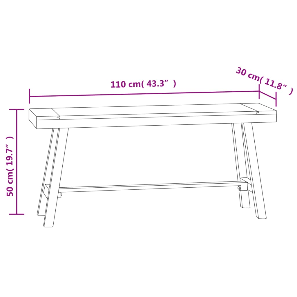 Bankje 110 cm massief teakhout is nu te koop bij PeponiXL, paradijselijk wonen!