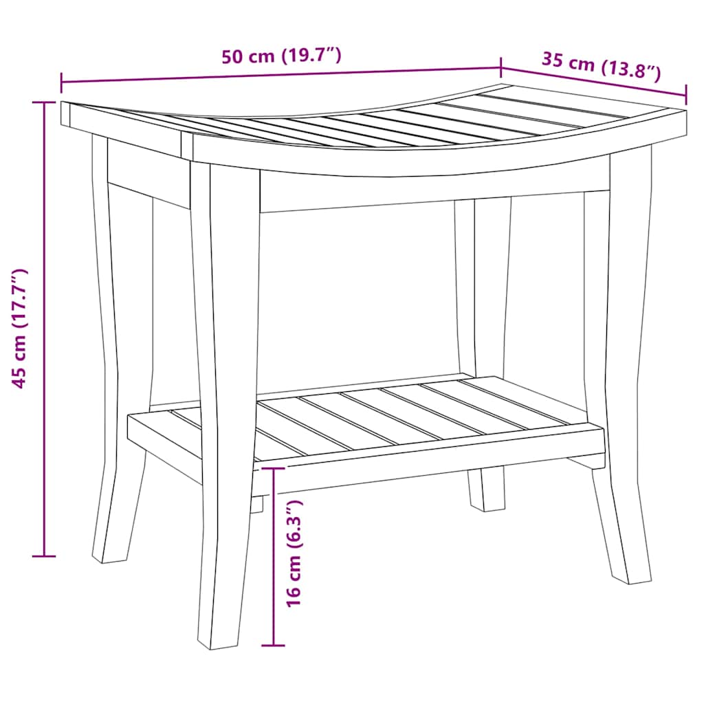 Badkamertafel 50x35x45 cm massief teakhout is nu te koop bij PeponiXL, paradijselijk wonen!
