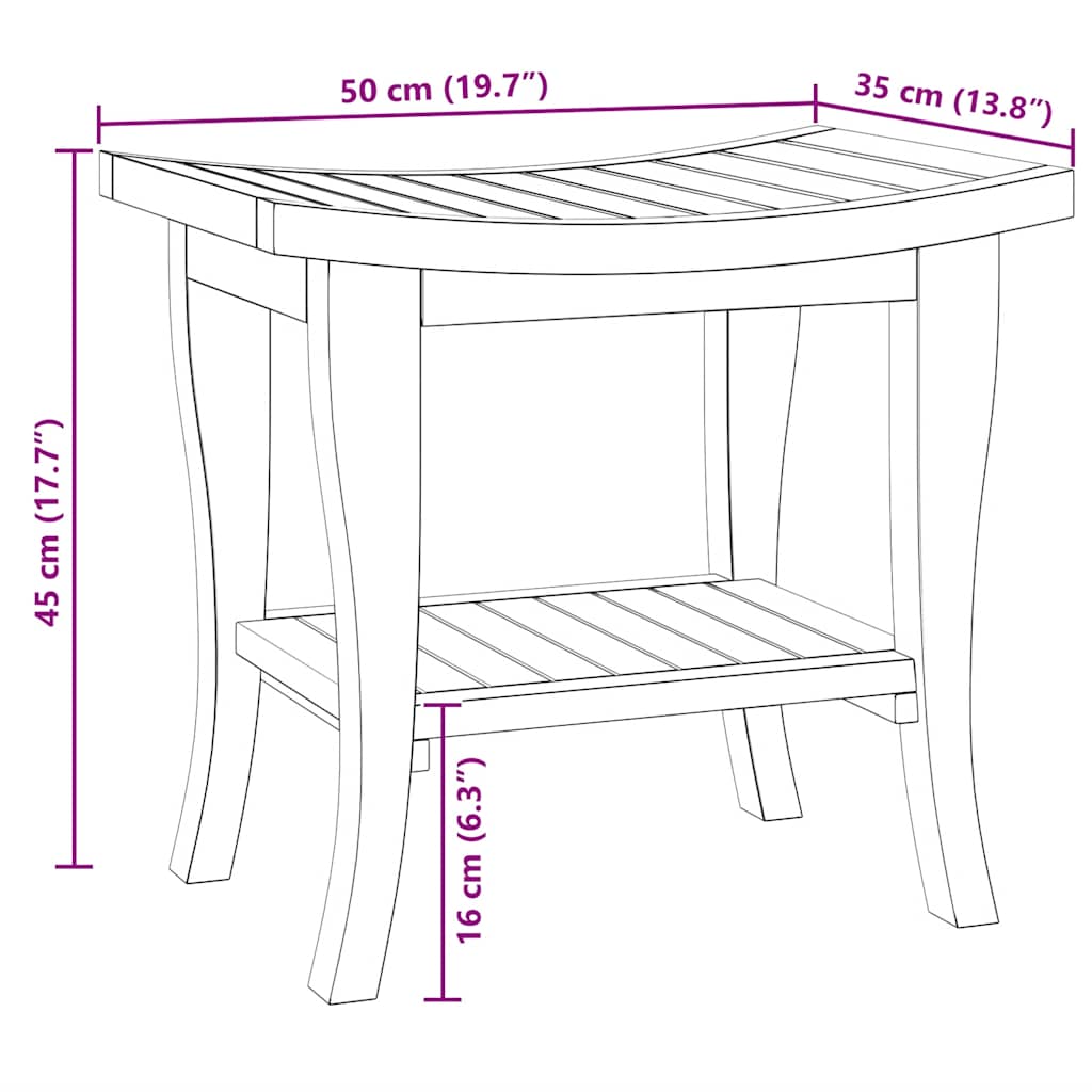 Badkamertafel 50x35x45 cm massief teakhout is nu te koop bij PeponiXL, paradijselijk wonen!