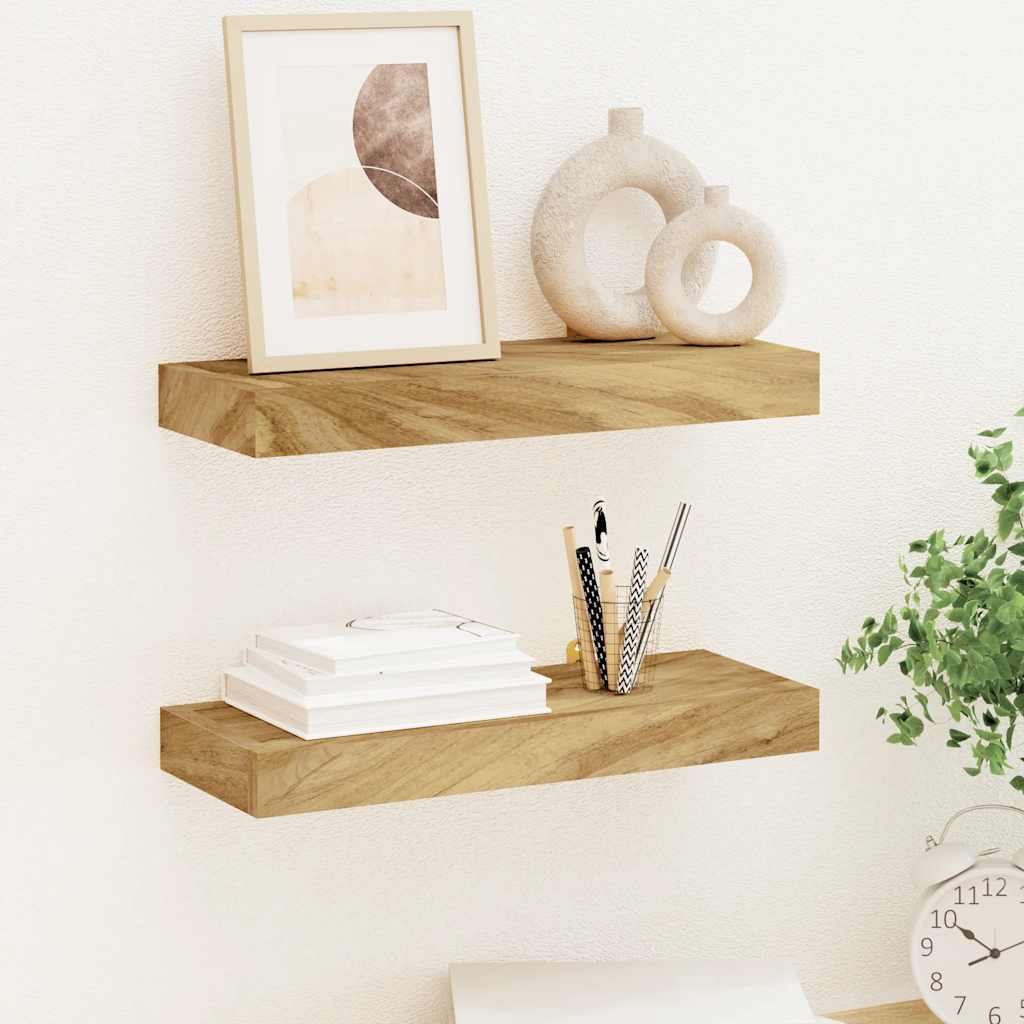 Wandschappen 2 st 40x15x4 cm massief teakhout is nu te koop bij PeponiXL, paradijselijk wonen!