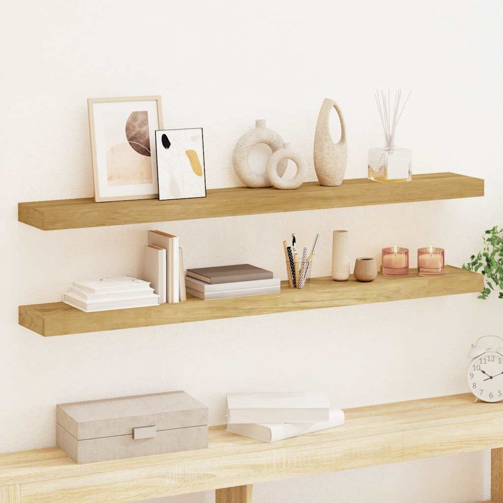 Wandschappen 2 st 110x15x4 cm massief teakhout is nu te koop bij PeponiXL, paradijselijk wonen!
