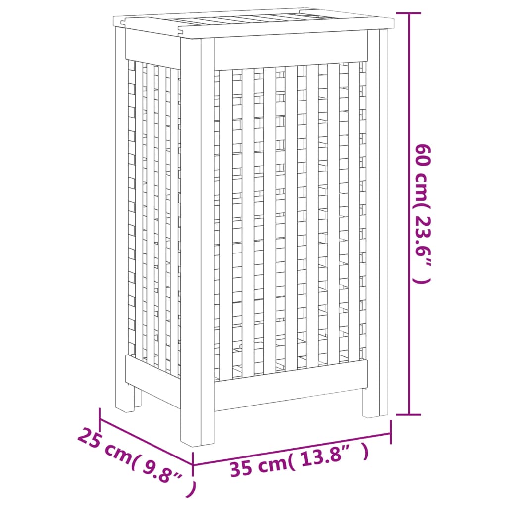 Wasmand 35x25x60 cm massief teakhout is nu te koop bij PeponiXL, paradijselijk wonen!