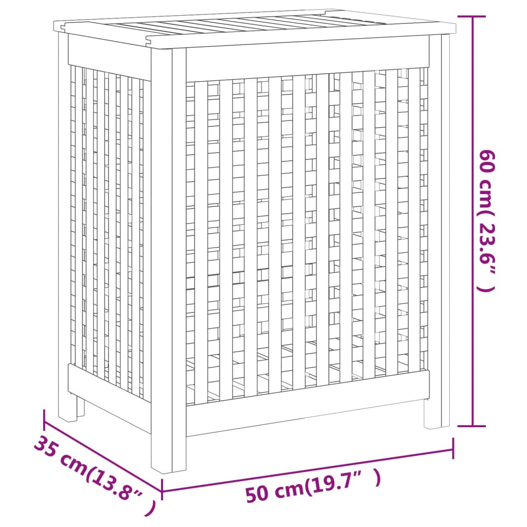 Wasmand 50x35x60 cm massief teakhout is nu te koop bij PeponiXL, paradijselijk wonen!