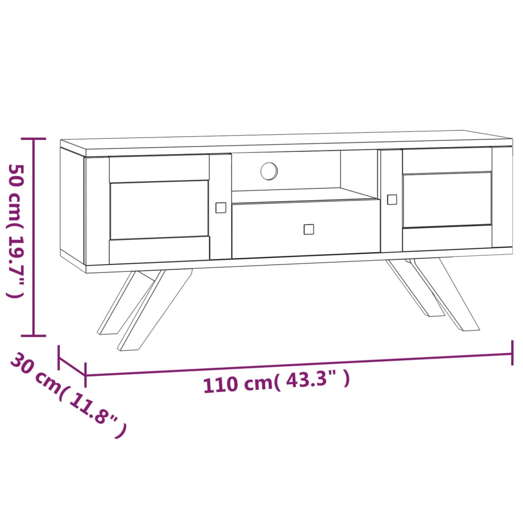Tv-meubel 110x30x50 cm massief teakhout is nu te koop bij PeponiXL, paradijselijk wonen!