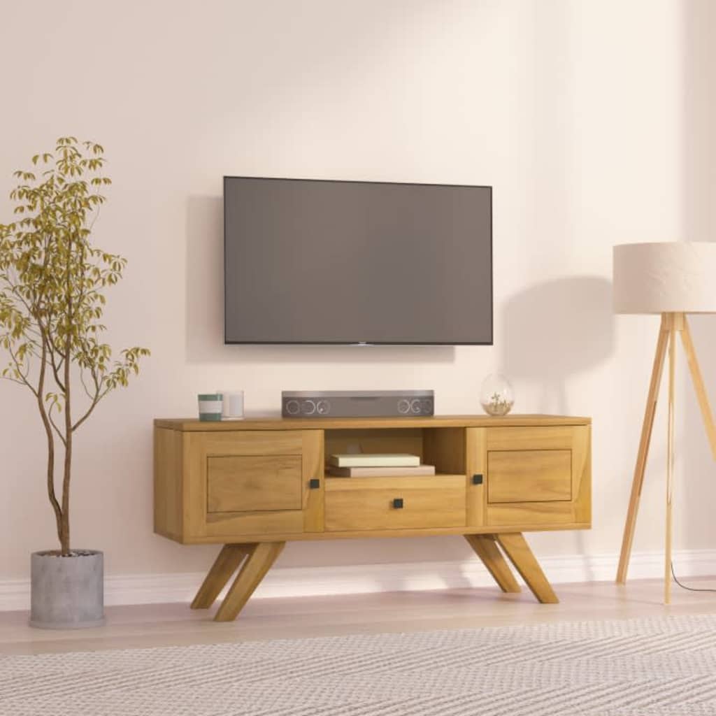 Tv-meubel 110x30x50 cm massief teakhout is nu te koop bij PeponiXL, paradijselijk wonen!