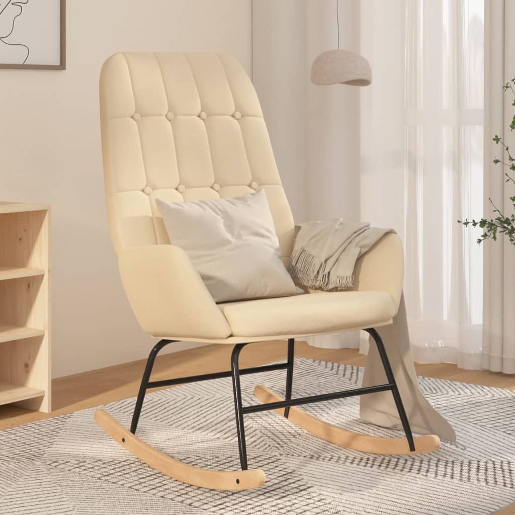Schommelstoel stof crèmekleurig is nu te koop bij PeponiXL, paradijselijk wonen!