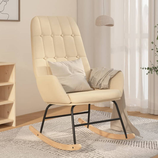 Schommelstoel stof crèmekleurig is nu te koop bij PeponiXL, paradijselijk wonen!