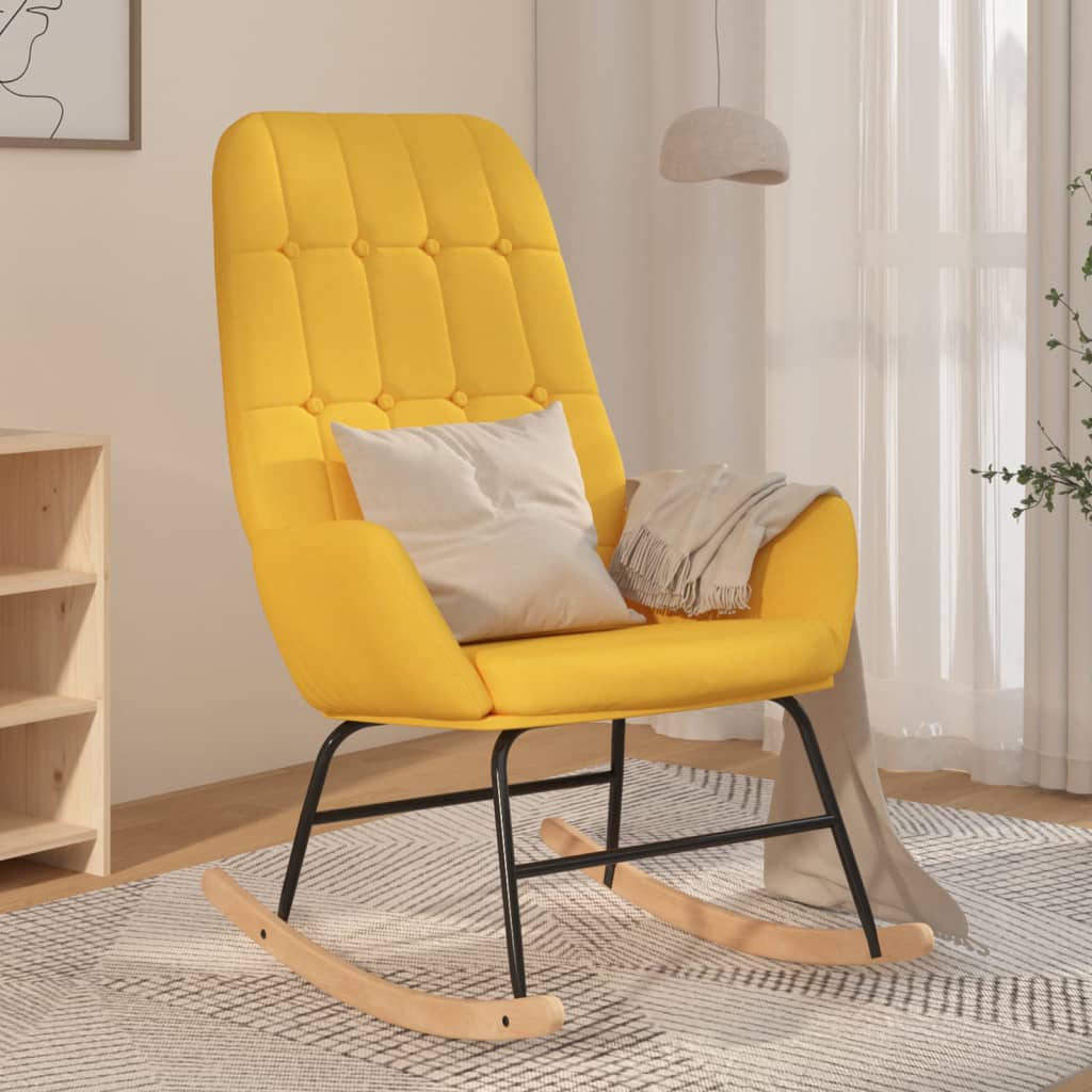 Schommelstoel stof mosterdgeel is nu te koop bij PeponiXL, paradijselijk wonen!