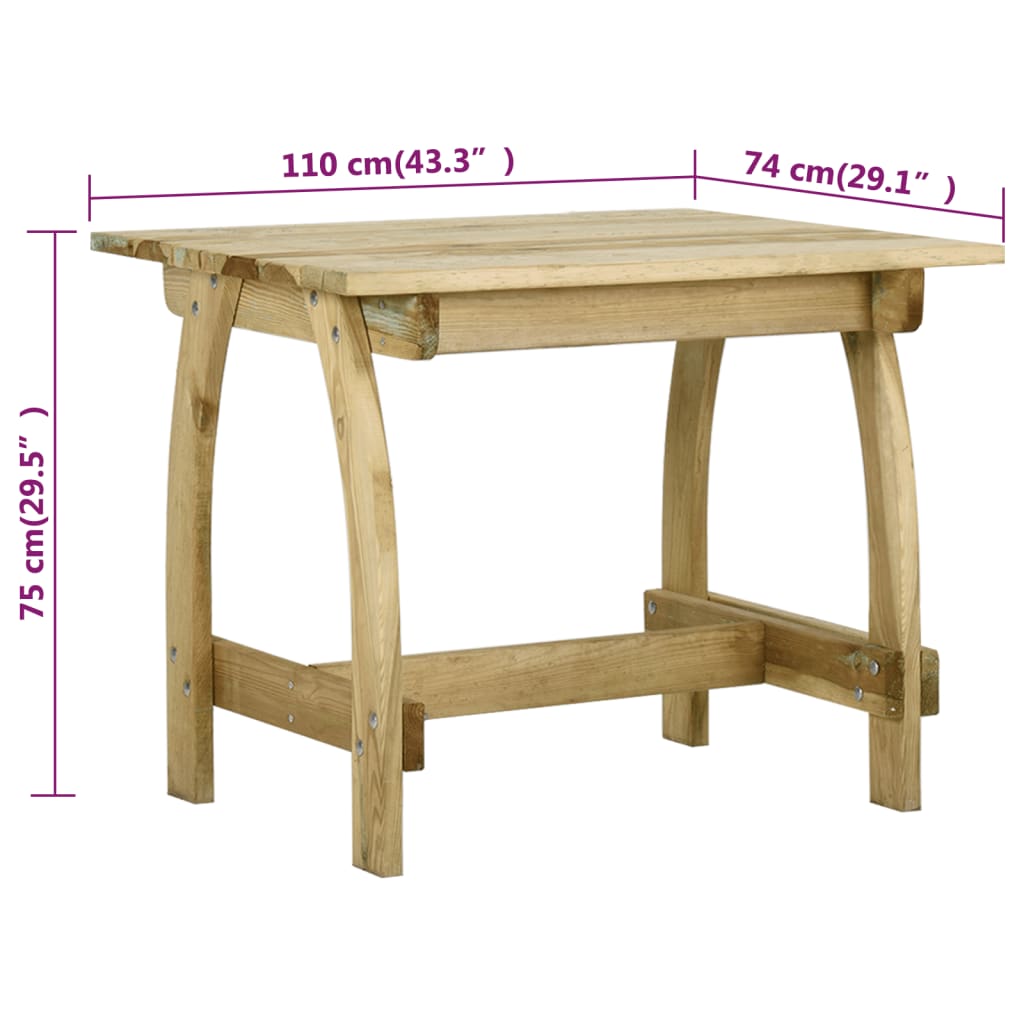 Tuintafel 110x74x75 cm geïmpregneerd grenenhout is nu te koop bij PeponiXL, paradijselijk wonen!