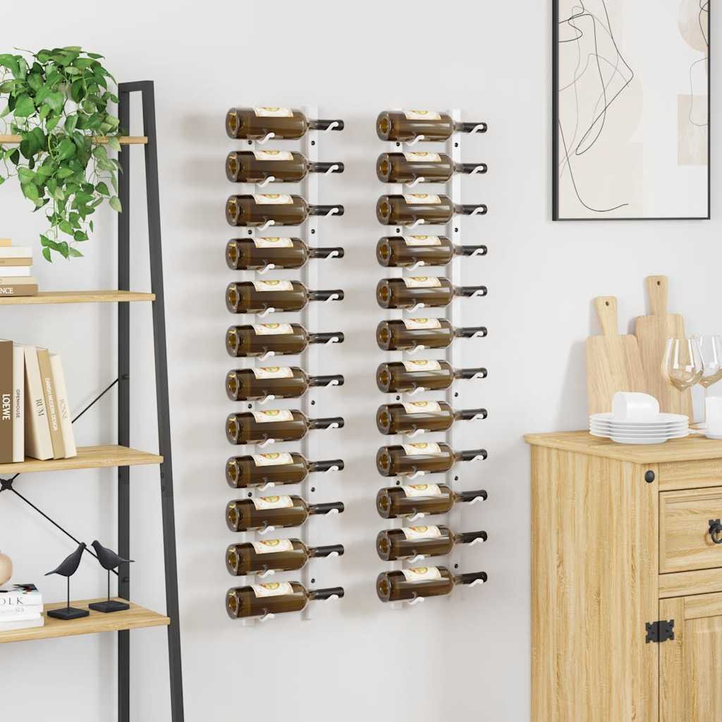 Wijnrekken 2 st voor 12 flessen wandmontage ijzer wit is nu te koop bij PeponiXL, paradijselijk wonen!