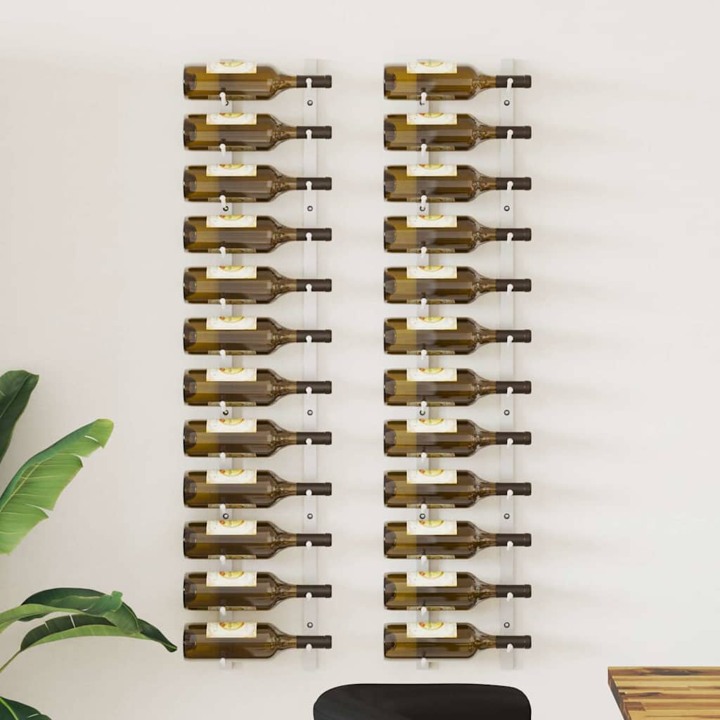 Wijnrekken 2 st voor 12 flessen wandmontage ijzer wit is nu te koop bij PeponiXL, paradijselijk wonen!