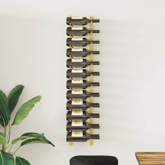 Wijnrek voor 24 flessen wandmontage ijzer goudkleurig is nu te koop bij PeponiXL, paradijselijk wonen!
