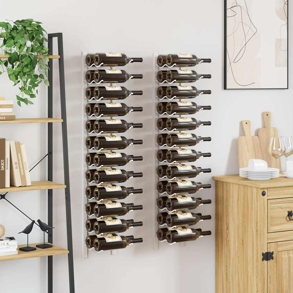 Wijnrekken 2 st wandmontage voor 24 flessen ijzer wit is nu te koop bij PeponiXL, paradijselijk wonen!