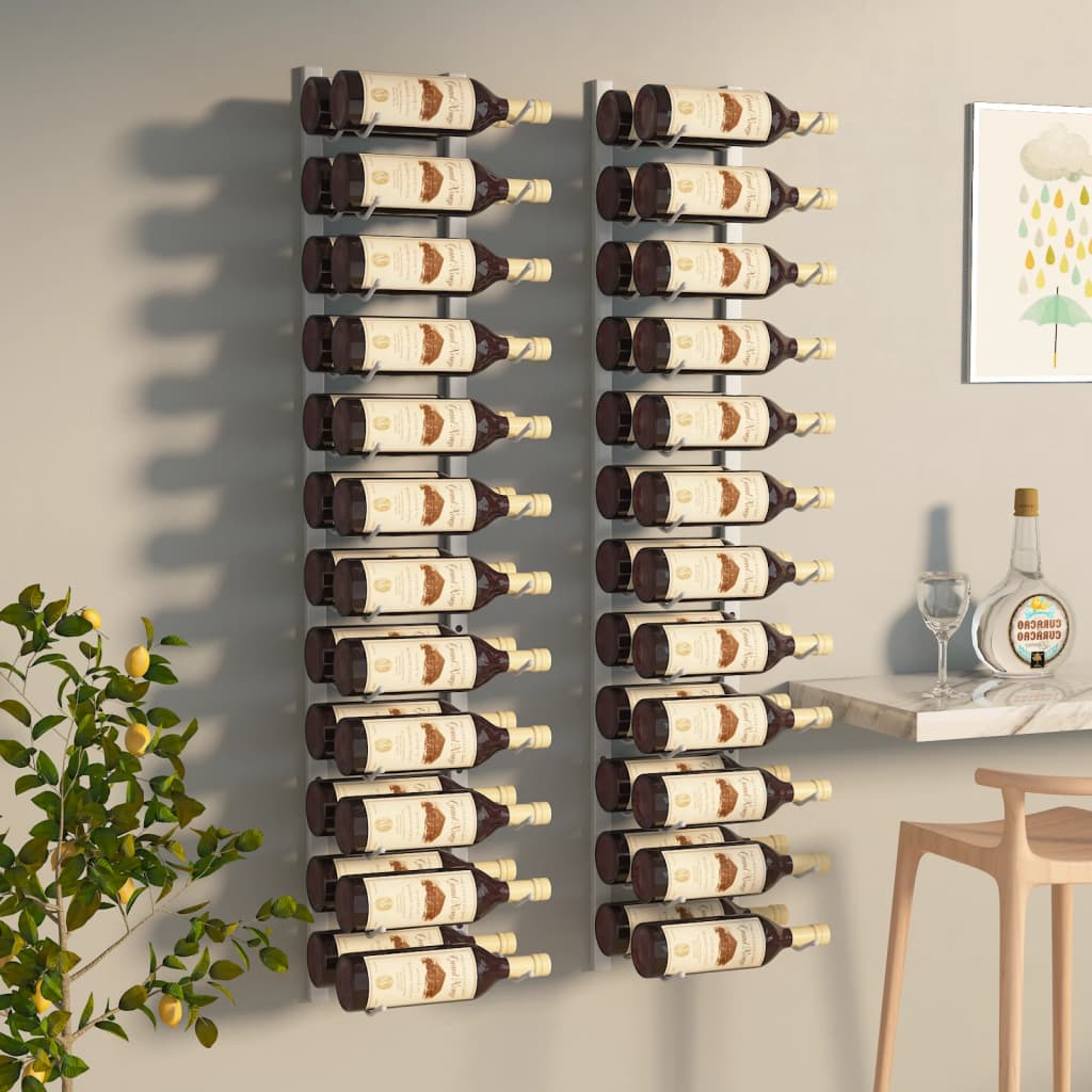 Wijnrekken 2 st wandmontage voor 24 flessen ijzer wit is nu te koop bij PeponiXL, paradijselijk wonen!