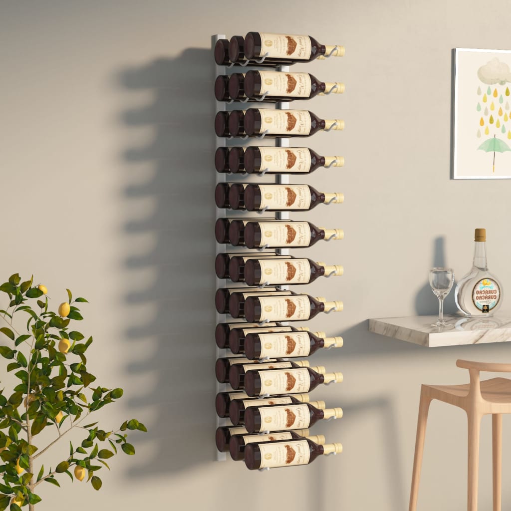 Wijnrek voor 36 flessen wandmontage ijzer wit is nu te koop bij PeponiXL, paradijselijk wonen!
