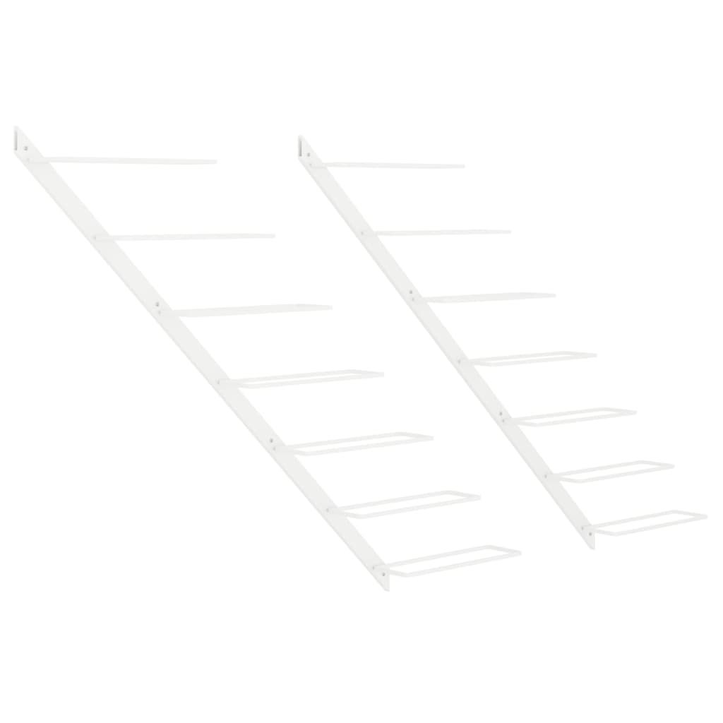 Wijnrekken 2 st voor 7 flessen wandmontage metaal wit is nu te koop bij PeponiXL, paradijselijk wonen!