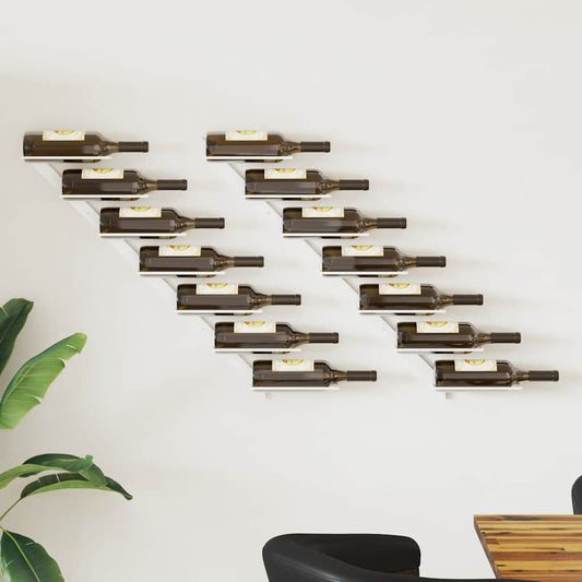 Wijnrekken 2 st voor 7 flessen wandmontage metaal wit is nu te koop bij PeponiXL, paradijselijk wonen!