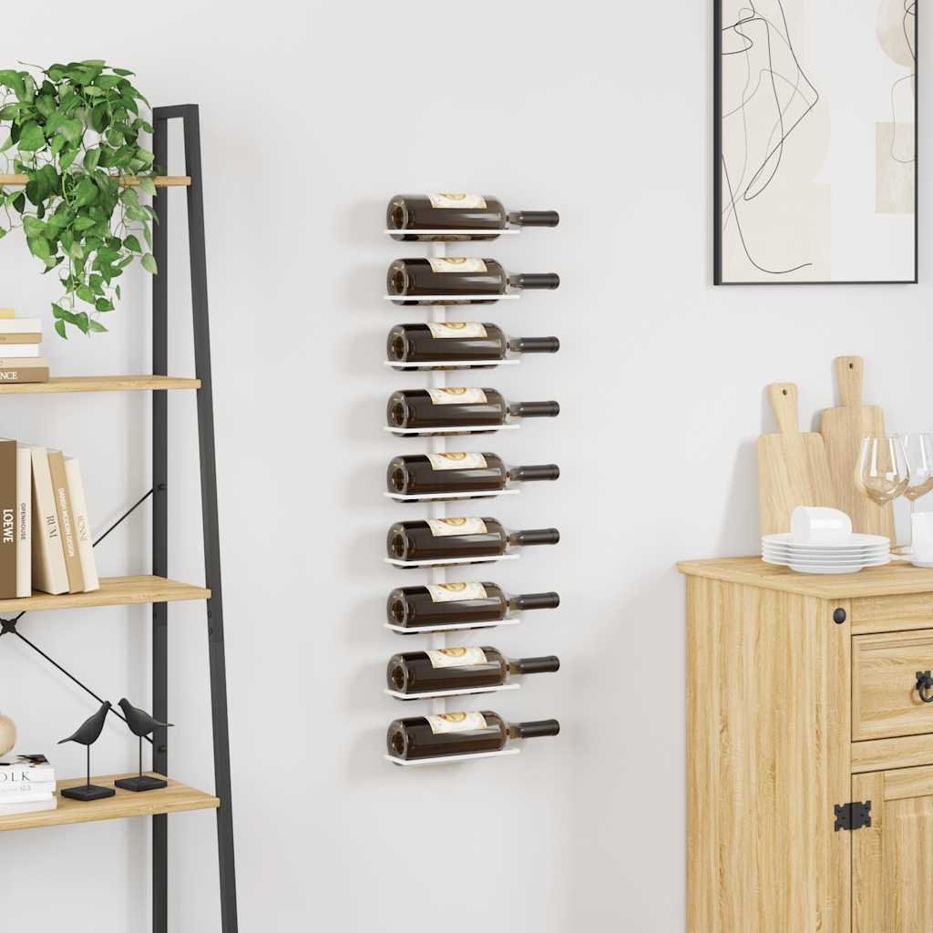 Wijnrek voor 9 flessen wandmontage ijzer wit is nu te koop bij PeponiXL, paradijselijk wonen!
