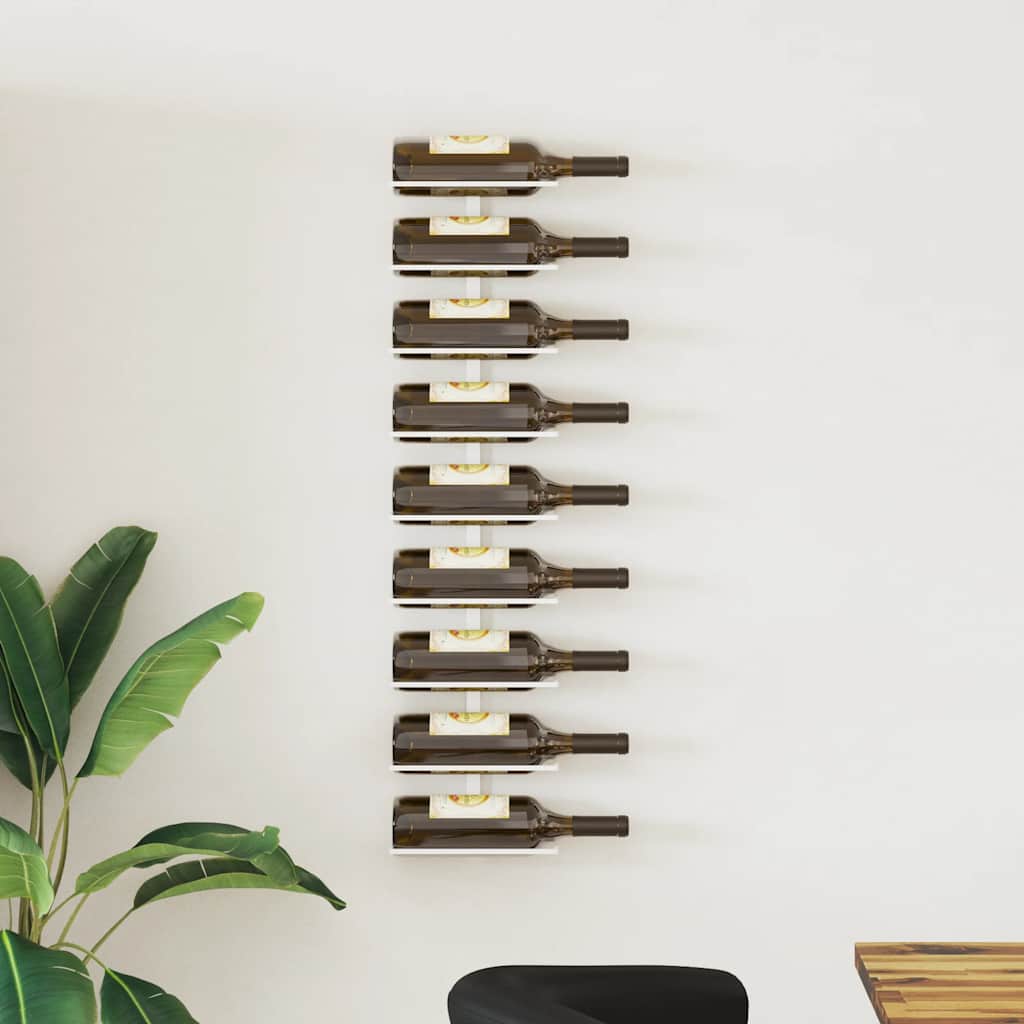 Wijnrek voor 9 flessen wandmontage ijzer wit is nu te koop bij PeponiXL, paradijselijk wonen!