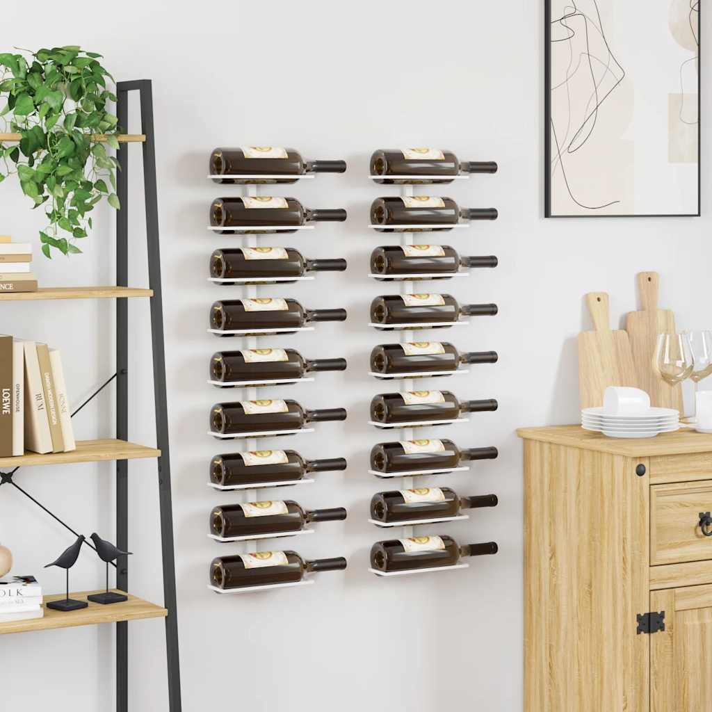 Wijnrekken 2 st wandmontage voor 9 flessen ijzer wit is nu te koop bij PeponiXL, paradijselijk wonen!