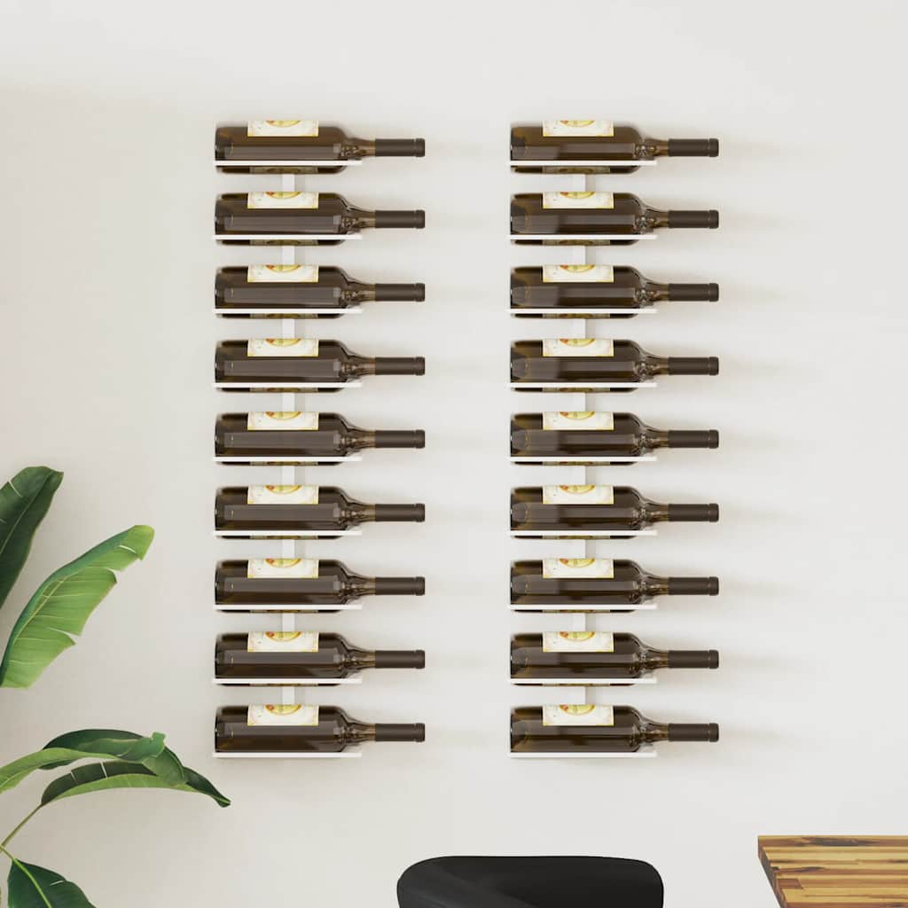 Wijnrekken 2 st wandmontage voor 9 flessen ijzer wit is nu te koop bij PeponiXL, paradijselijk wonen!