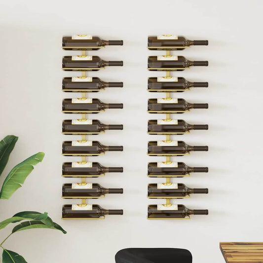 Wijnrekken 2 st voor 9 flessen wandmontage ijzer goudkleurig is nu te koop bij PeponiXL, paradijselijk wonen!