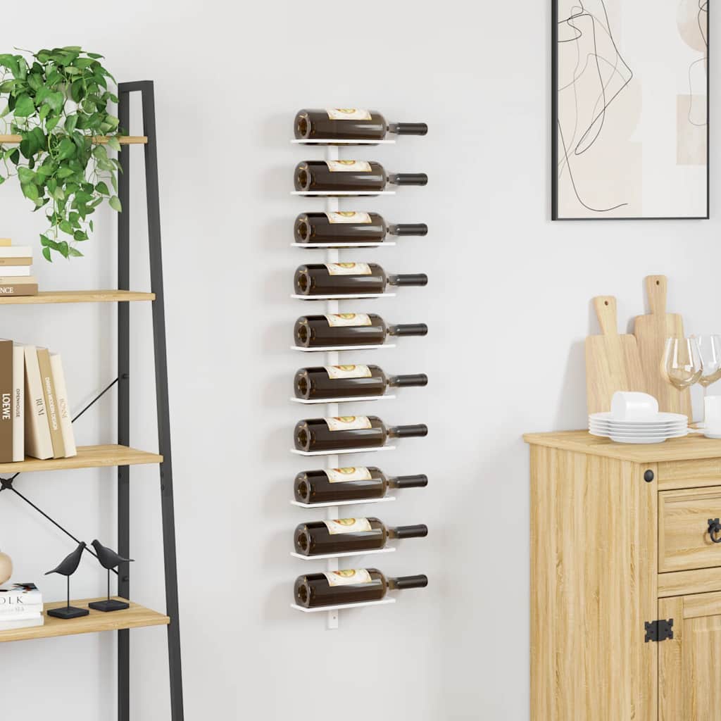 Wijnrek voor 10 flessen wandmontage metaal wit is nu te koop bij PeponiXL, paradijselijk wonen!