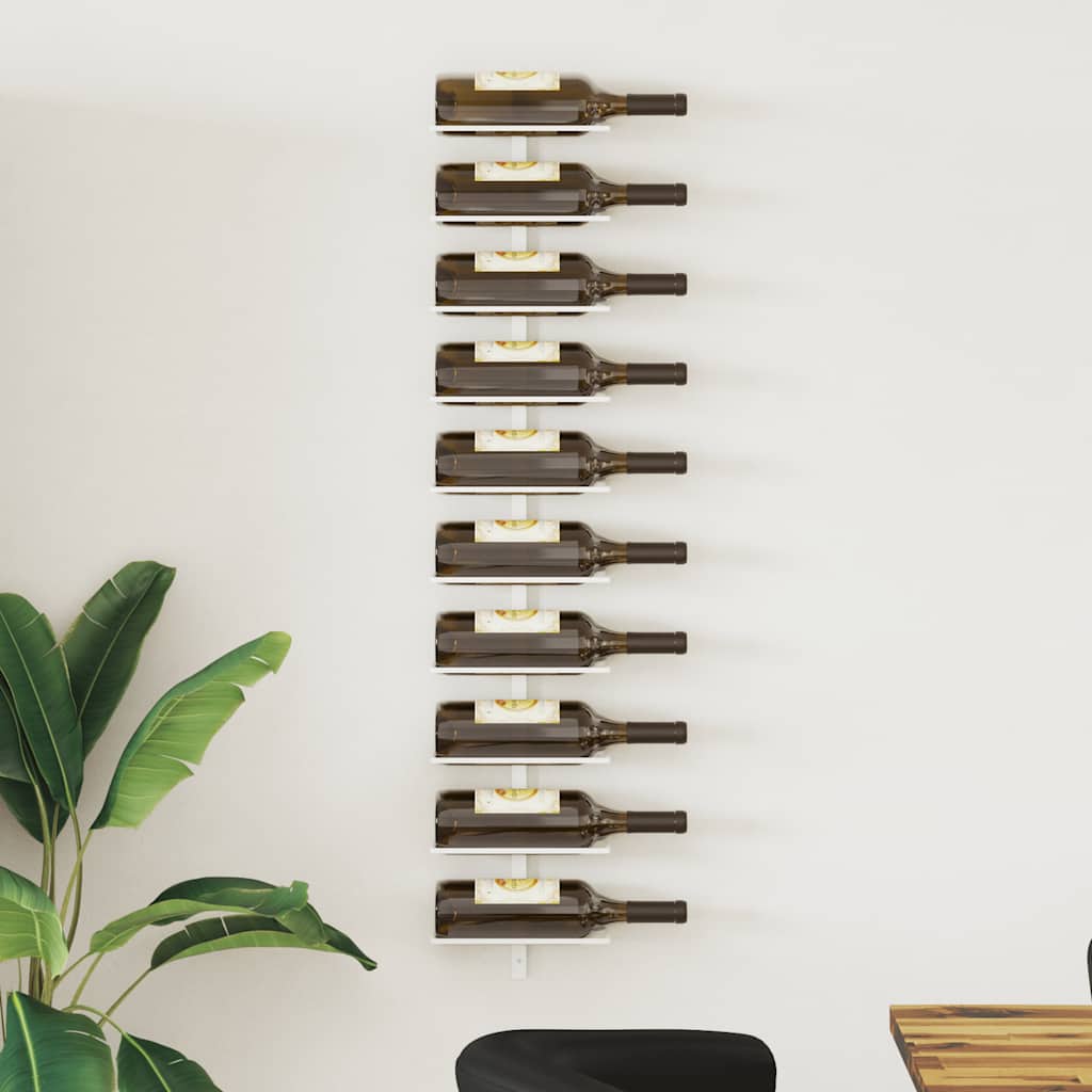 Wijnrek voor 10 flessen wandmontage metaal wit is nu te koop bij PeponiXL, paradijselijk wonen!