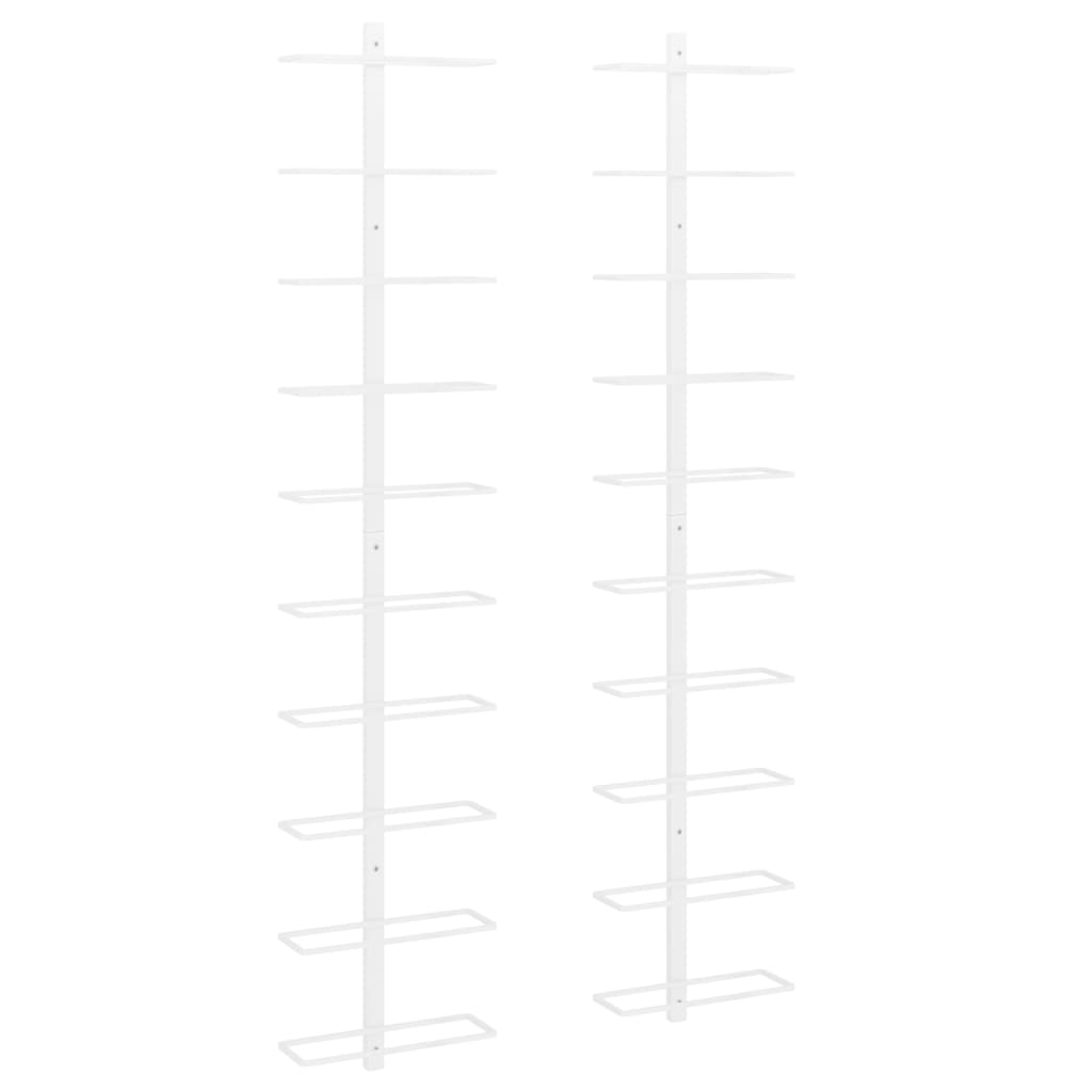 Wijnrekken 2 st voor 10 flessen wandmontage metaal wit is nu te koop bij PeponiXL, paradijselijk wonen!