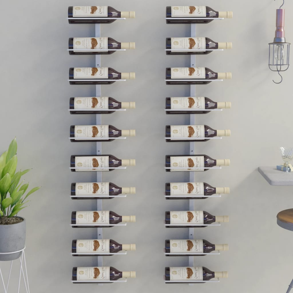 Wijnrekken 2 st voor 10 flessen wandmontage metaal wit is nu te koop bij PeponiXL, paradijselijk wonen!