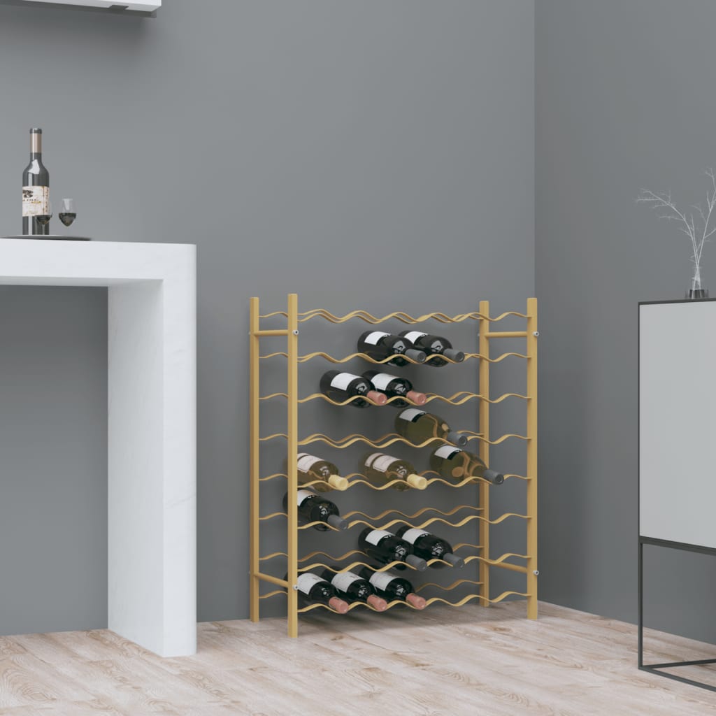 Wijnrek voor 48 flessen metaal goudkleurig is nu te koop bij PeponiXL, paradijselijk wonen!