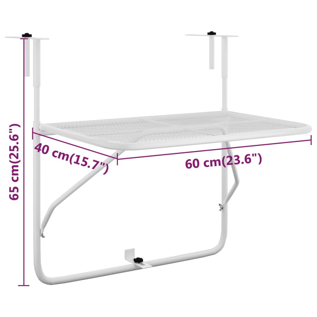 Balkontafel 60x40 cm staal wit is nu te koop bij PeponiXL, paradijselijk wonen!
