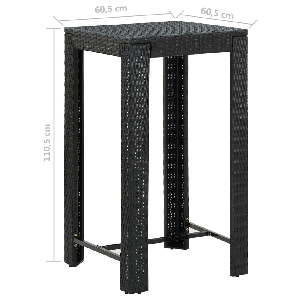 5-delige Tuinbarset met kussens poly rattan zwart is nu te koop bij PeponiXL, paradijselijk wonen!