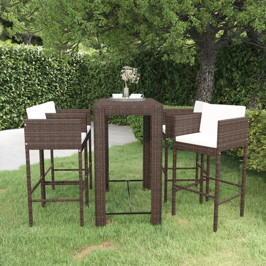 5-delige Tuinbarset met kussens poly rattan bruin is nu te koop bij PeponiXL, paradijselijk wonen!