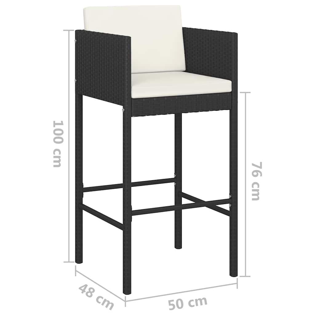 5-delige Tuinbarset met kussens poly rattan zwart is nu te koop bij PeponiXL, paradijselijk wonen!