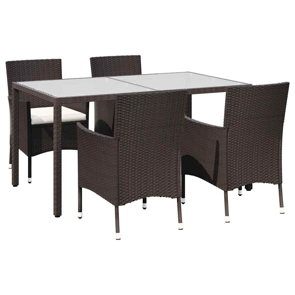 5-delige Tuinset met kussens poly rattan bruin