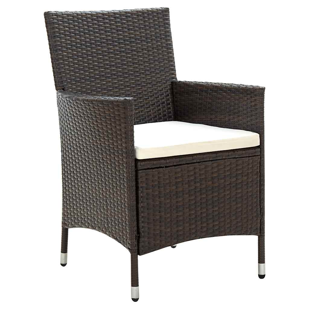 5-delige Tuinset met kussens poly rattan bruin