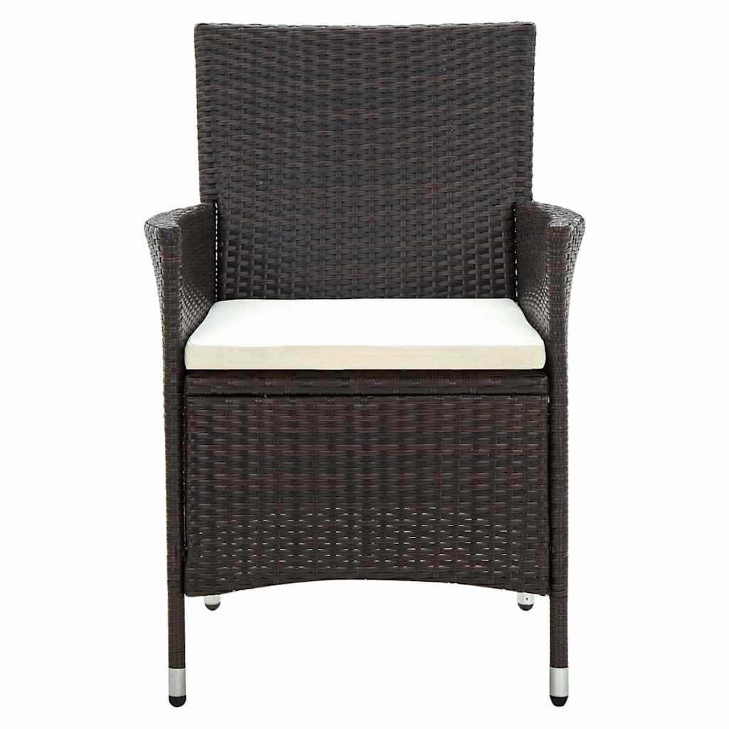 5-delige Tuinset met kussens poly rattan bruin