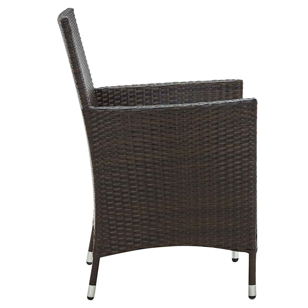5-delige Tuinset met kussens poly rattan bruin