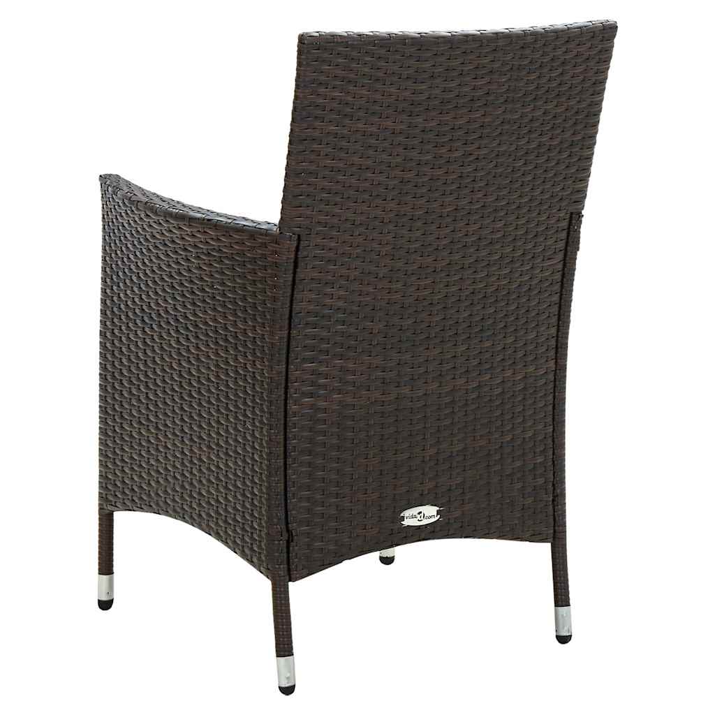 5-delige Tuinset met kussens poly rattan bruin