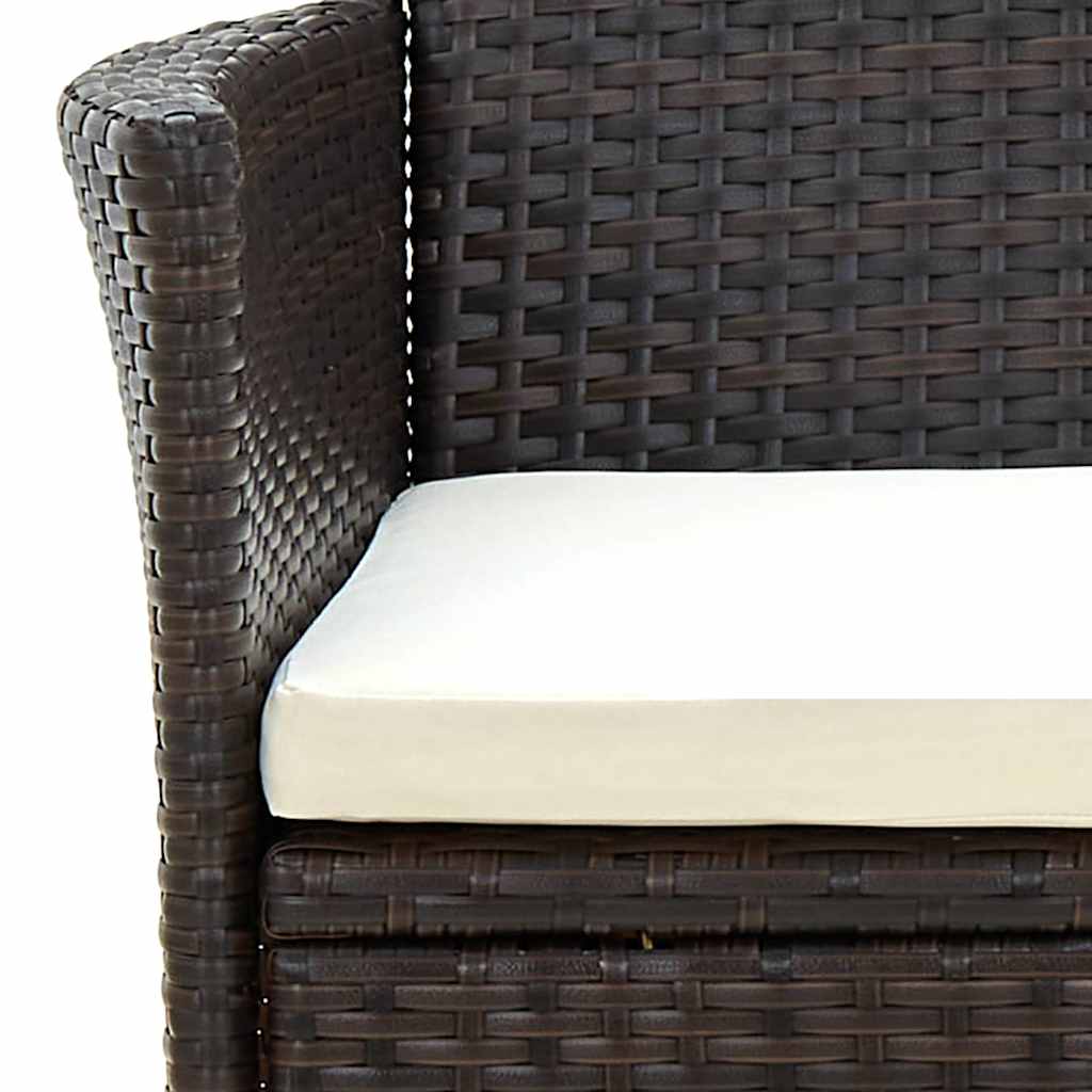 5-delige Tuinset met kussens poly rattan bruin