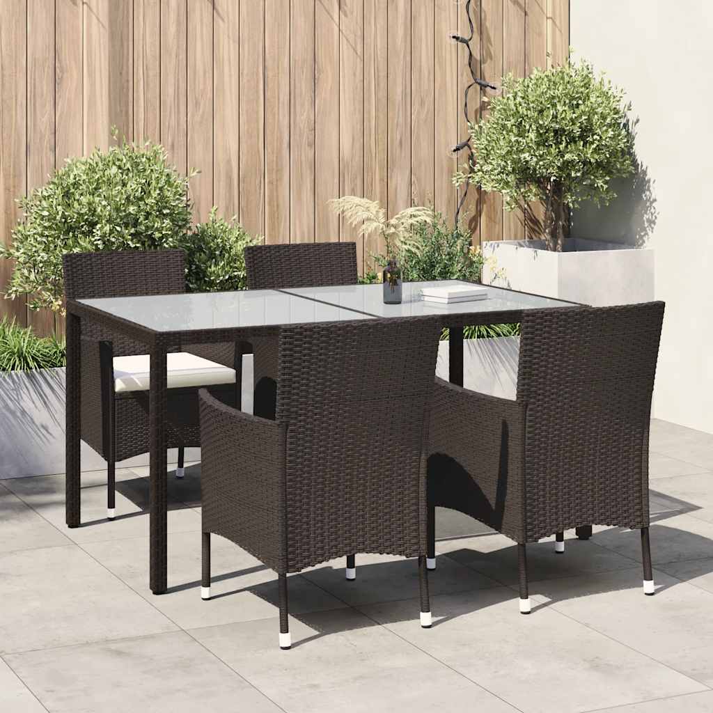 5-delige Tuinset met kussens poly rattan bruin